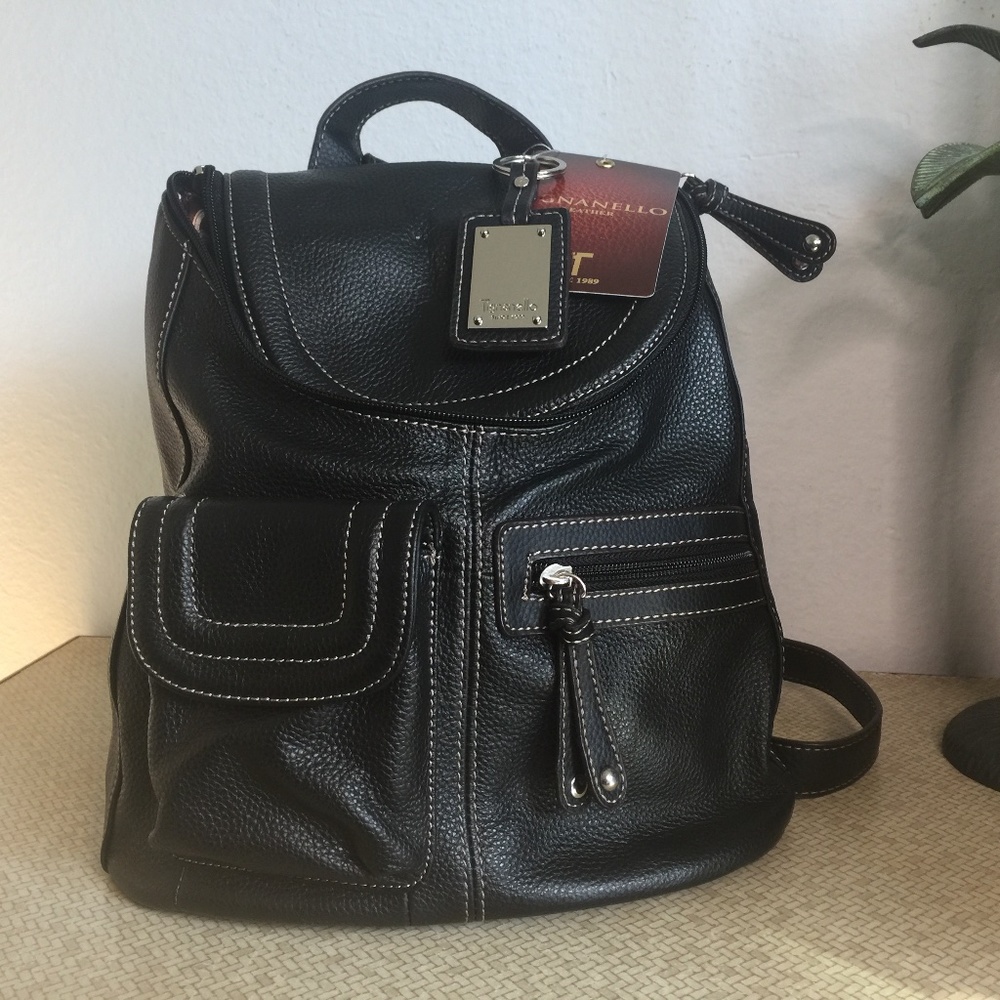 Black Leather Backpack Purse